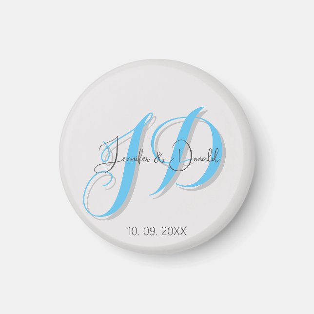 Aimant Calligraphie tendance monogramme de script classiq (Devant)