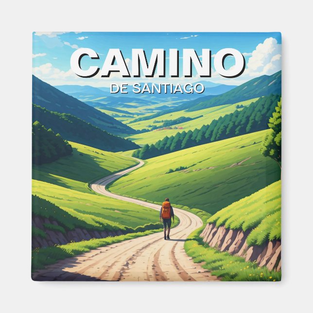 Aimant Camino de Santiago Hiker Randonnée (Devant)