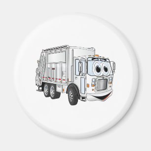 Aimant Camion à ordures blanc souriant