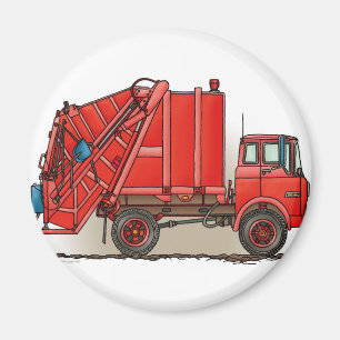 Aimant Camion à ordures rouge