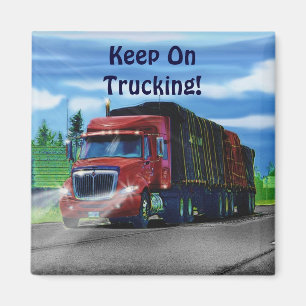 Aimant Camion de fret rouge pour enfants et camionneurs