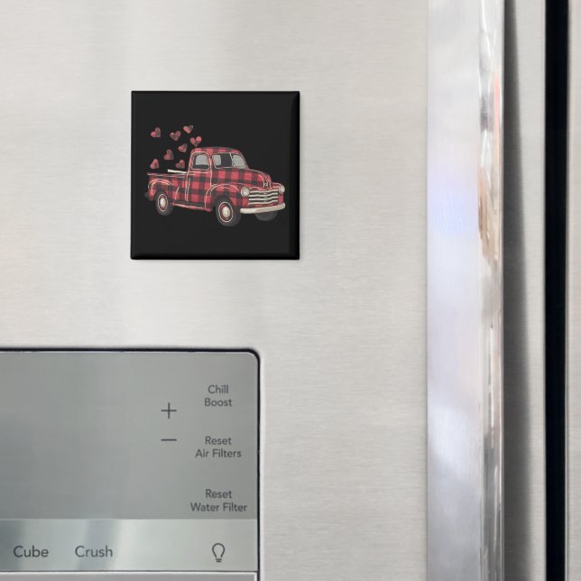 Aimant Camion de la Saint-Valentin Funny Buffalo Plaid Le (In situ (réfrigérateur))