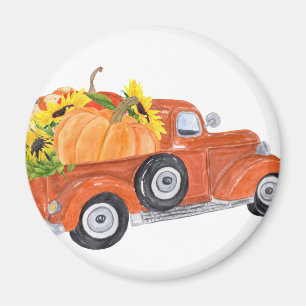 Aimant Camion de ramassage Vintage Orange rouillé avec C