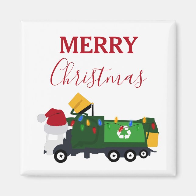 Aimant Camion de recyclage de Noël (Devant)