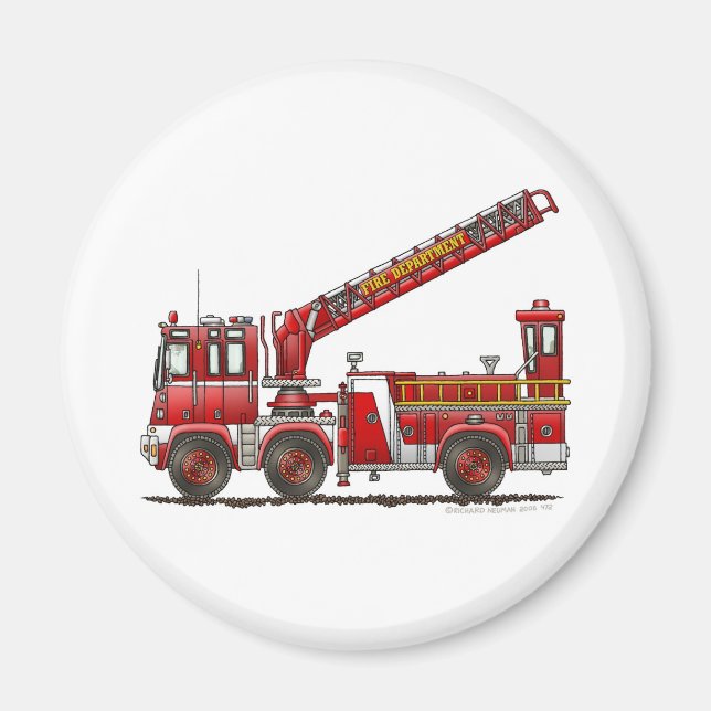 Aimant Camion d'incendie à crochet et à échelle (Devant)