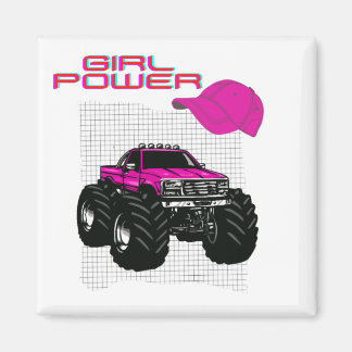 Aimant Camion Monster Rose