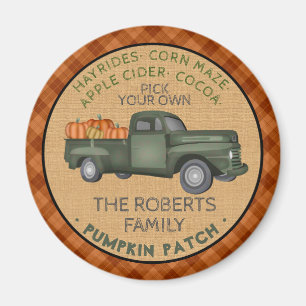 Aimant Camion vintage Citrouille Patch Farm Rustic Automn