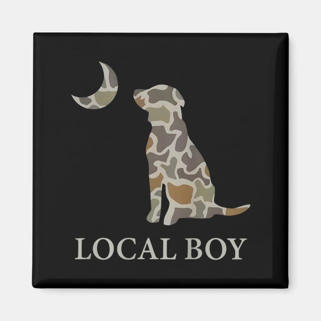 Aimant Camo Southern Local Boy Duck Hunting Black Lab Out (Devant)