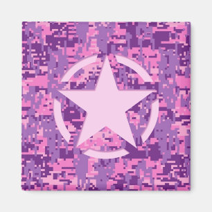 Aimant Camouflage numérique rose-chaud