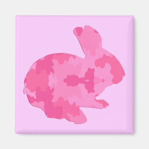 Aimant Camouflage rose Silhouette Lapin de Pâques
