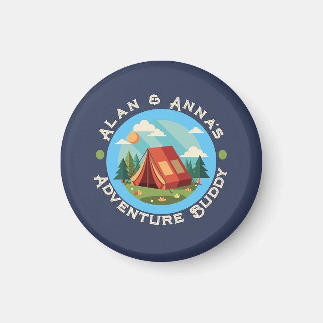 Aimant Camp d'aventure familial personnalisé - Nom person (Devant)