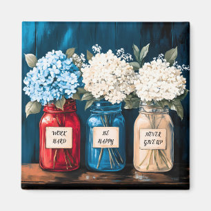 Aimant Campagne Vintage en floraison Hydrangea Trio