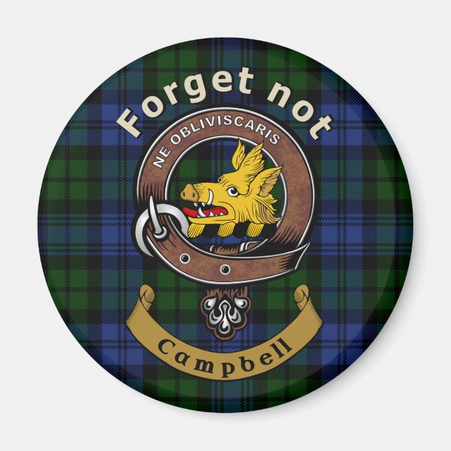 Aimant Campbell Clan Badge & Tartan (Devant)