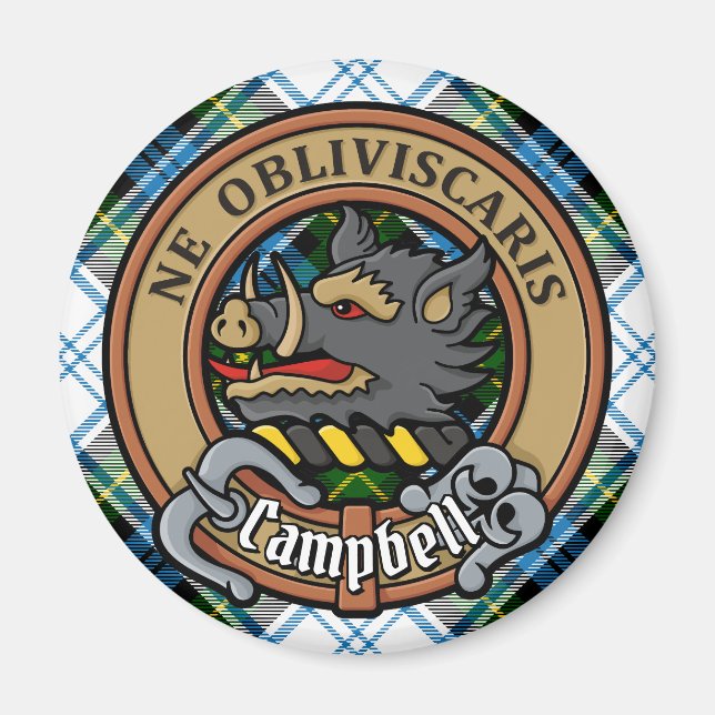 Aimant Campbell Crest au-dessus de Tartan (Devant)