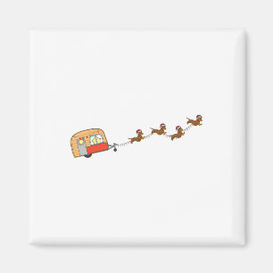 Aimant Camper Van Christmas Dachshund Sleigh Doxie Chien