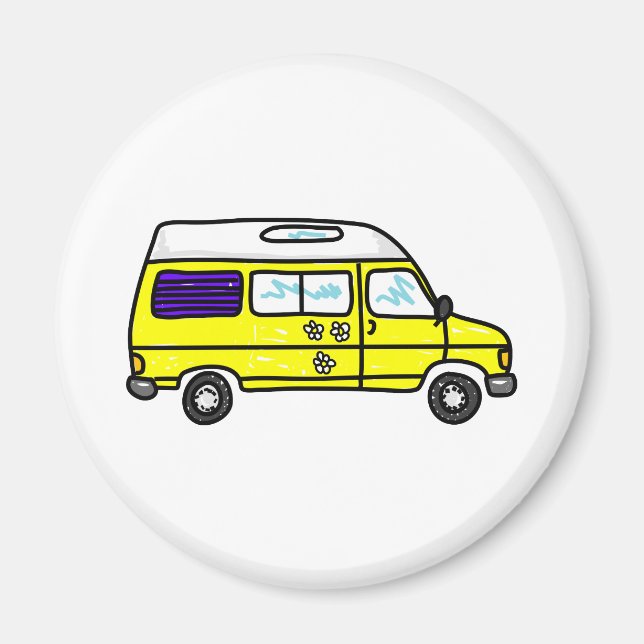 Aimant Campervan jaune (Devant)