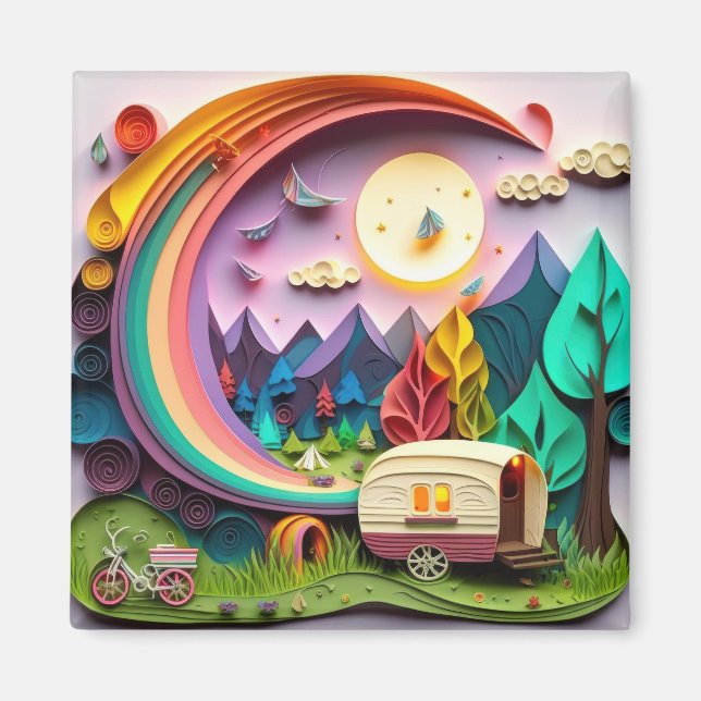 Aimant Camping de jour 3D (Devant)