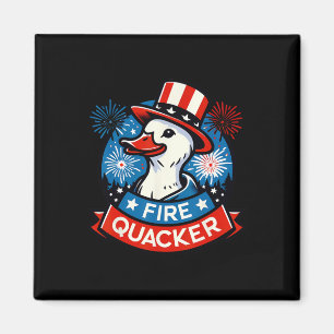 Aimant Canard patriotique drôle du quatre juillet Fire Qu