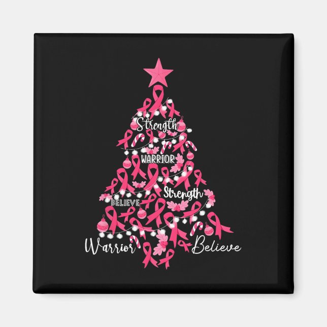 Aimant Cancer Arbre de Noël Pink Ribbon Sensibilisation à (Devant)