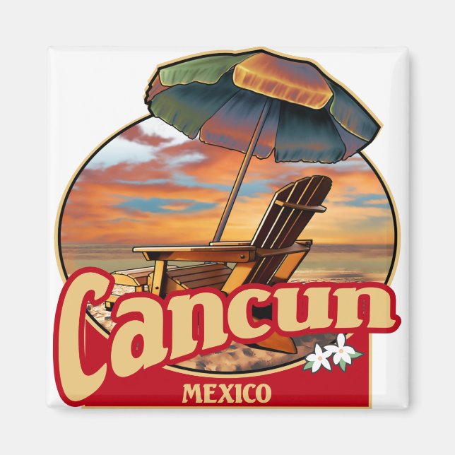 Aimant Cancun Mexico Beach Design de scène (Devant)
