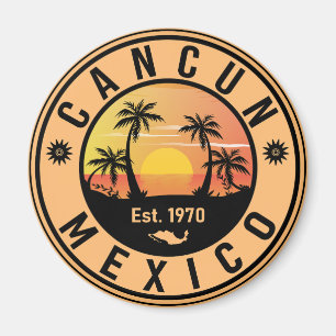 Aimant Cancun Mexique Palm Tree Vintage voyage Souvenir