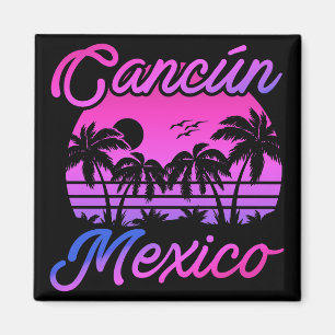 Aimant Cancun Mexique Palm Trees Retro Voyage Souvenirs