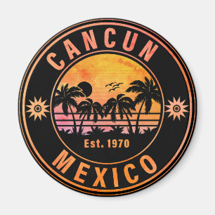 Aimant Cancun Mexique Palm Trees Vintage voyage Souvenirs