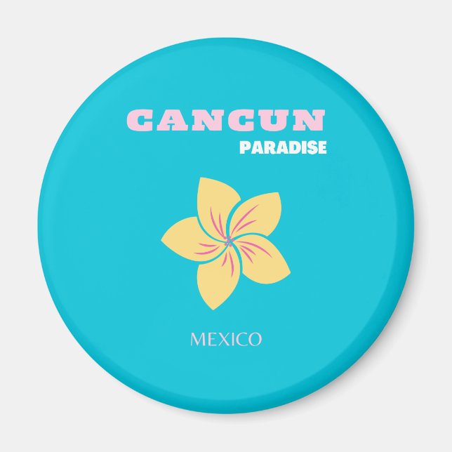Aimant Cancun Travel Art, Mexique Travel Art, Preppy, Ble (Devant)