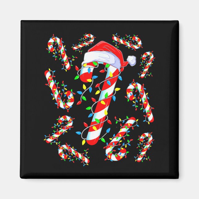 Aimant Candy Cane Crew Red And White Santa Funny Christma (Devant)