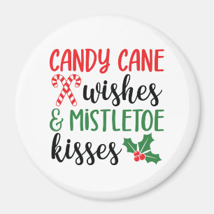 Aimant Candy Cane Wishes and Mistletoe Kisses
