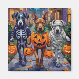 Aimant Cane Corso faisant Trick-or-Treating dans des cost