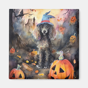 Aimant Caniche D'Halloween Avec Peur Citrouille