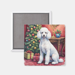Aimant Caniche élégant à côté de l'arbre de Noël Chien de
