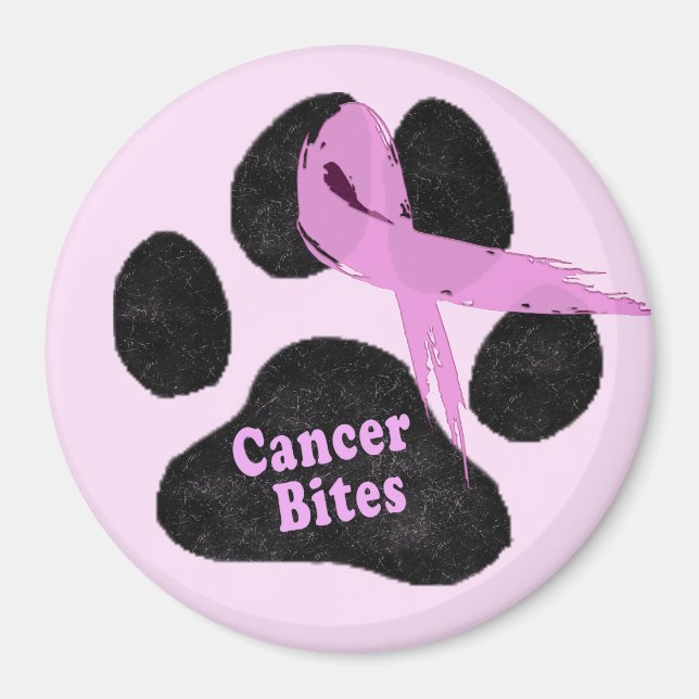 Aimant Canine Cancer du sein mord Chien Paw et Ribbon ros (Devant)