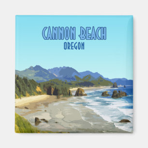 Aimant Cannon Beach Oregon Coast Vintage
