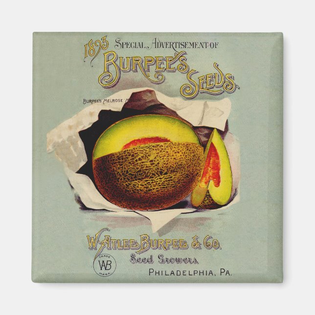 Aimant Cantaloupe Semences Publicité Art Antique (Devant)