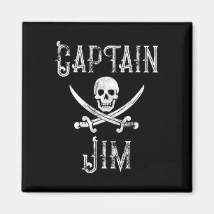 Aimant Capitaine Jim Vintage Pirate Personnalisé Skull Bo