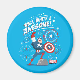 Aimant Captain America "Rouge, Blanc et Incroyable !"