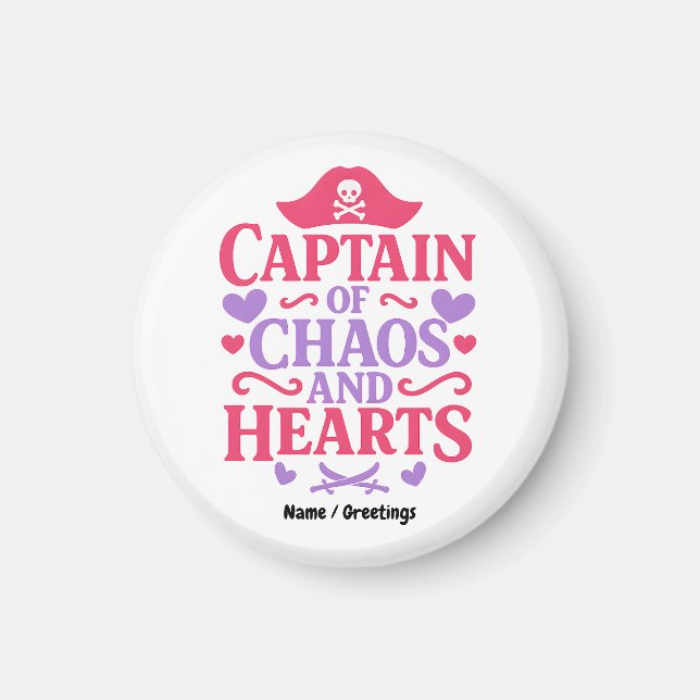 Aimant Captain of Chaos and Hearts Pirate Graphic (Devant)