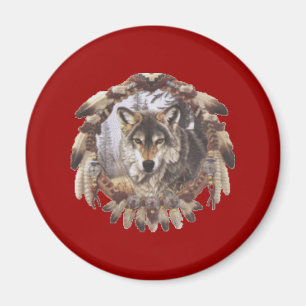 Aimant capteur de rêve Loup