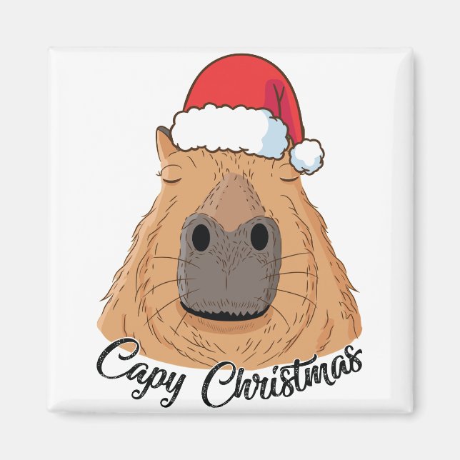 Aimant Capy ou Huppy Christmas Capybara Holidays Père Noë (Devant)