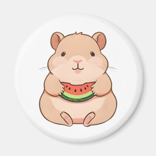Aimant Capybara Chibi Mignon Mangeant une Tranche de Past