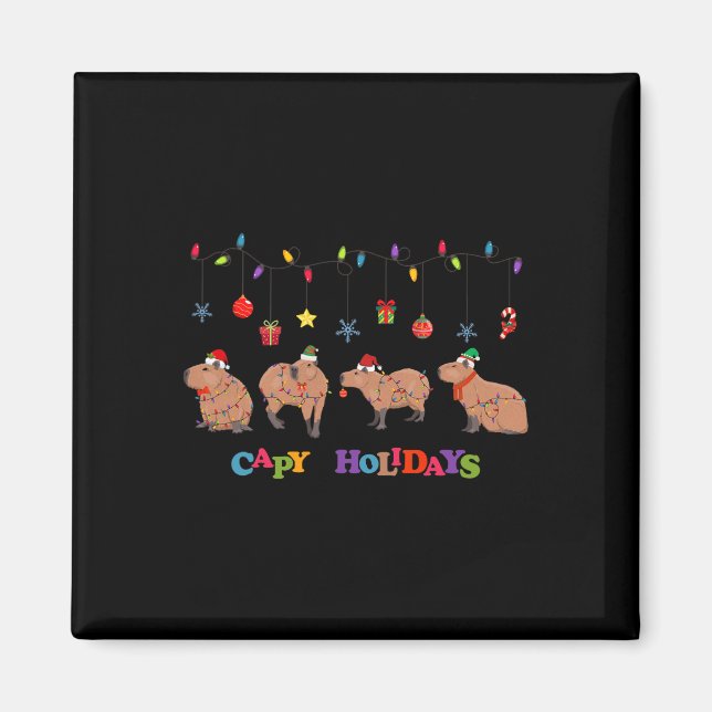 Aimant Capybara Joyeux Noël Capybaras Lover Casquette amu (Devant)