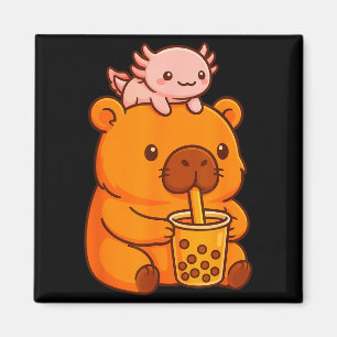 Aimant Capybara Mignon Buvant du Thé aux Bulles et Kawa A