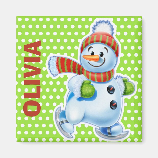 Aimant Caractères faits sur commande de bonhomme de neige (Devant)