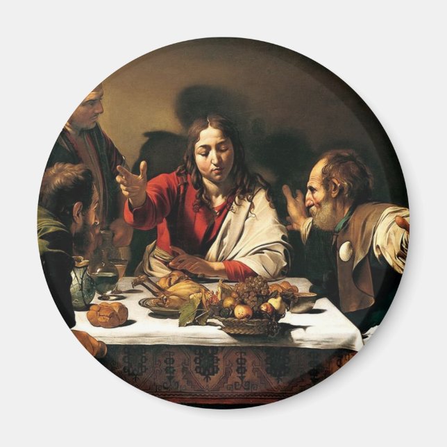 Aimant Caravaggio - Cène à Emmaüs - Peinture classique (Devant)
