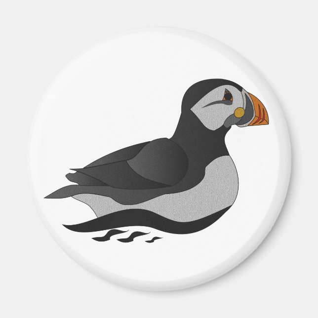 Aimant Caricature adorable en nage de Puffin Atlantique (Devant)