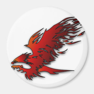 Aimant Caricature colorée faucons d'aigle rouge et noir f