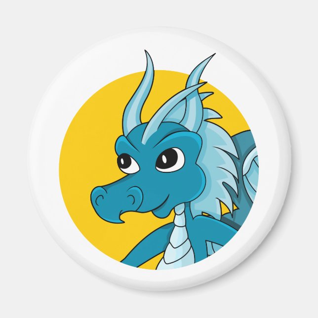 Aimant Caricature de dragon bleu (Devant)