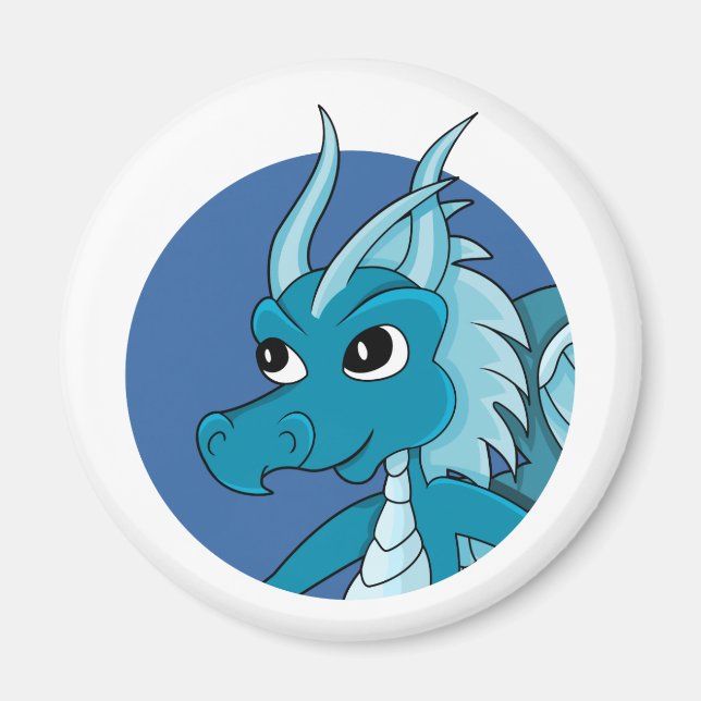 Aimant Caricature de dragon bleu (Devant)